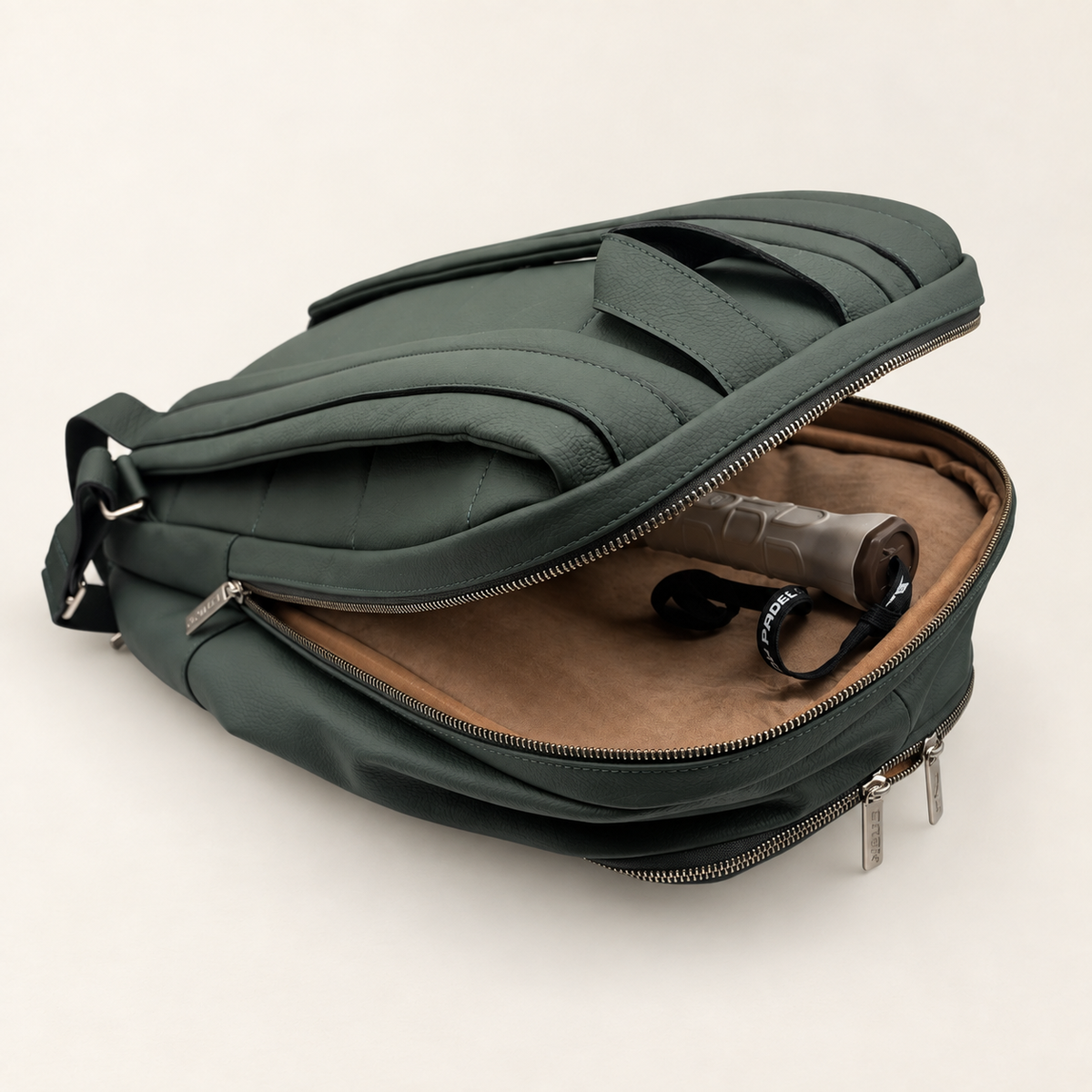 Cork Padel Leather Bag (Green/Silver)