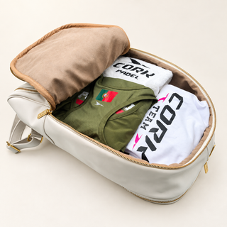 Cork Padel Leather Bag (White/Gold)