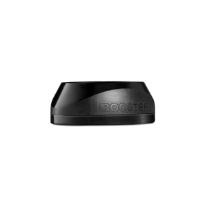 A black VOLT BOOSTER seat by Volt features a sleek, modern design on a white background, with BOOSTER embossed on the side, echoing the style and functionality of a Supercharger Smash Cap.